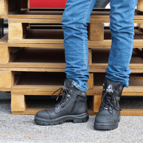 STEEL BLUE Southern Cross ZIP Black Graphene S3 Schwarzer Sicherheitsstiefel - Wasserdicht